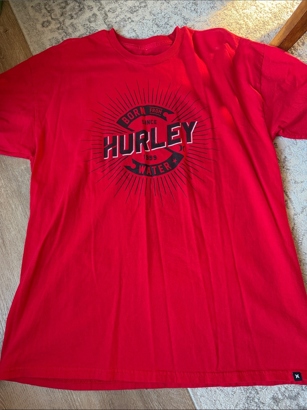 Hurley Red Short-Sleeve Graphic Tee with Black Logo